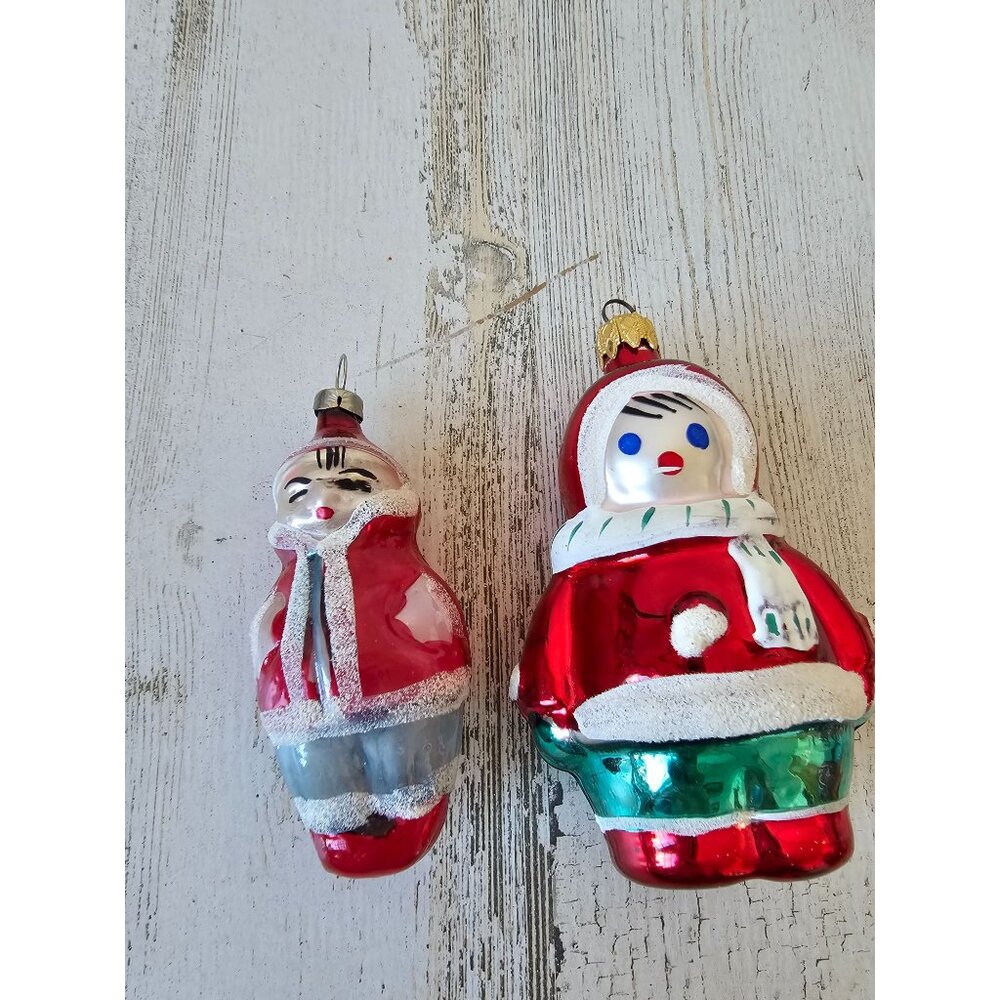 antique Eskimo Santa‎ glass ornament West Germany Xmas tree set